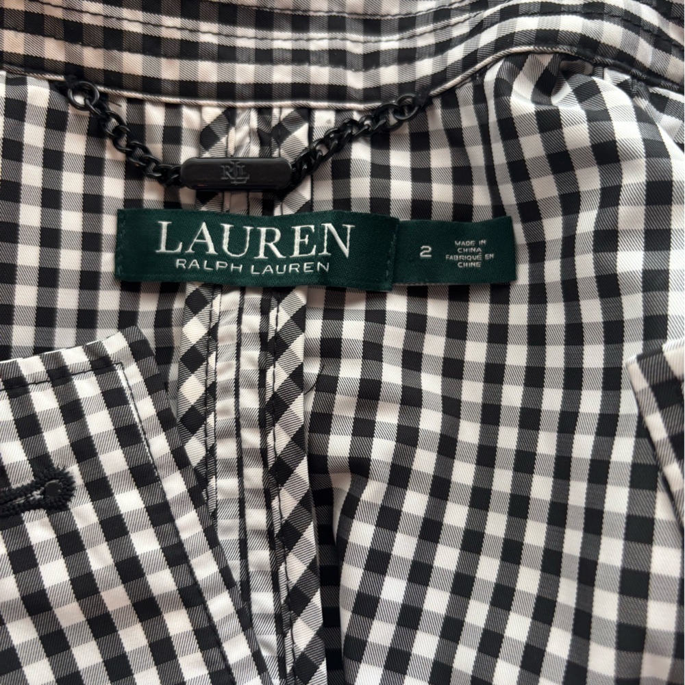 Ralph Lauren Coat Women's 2 Gingham Twill Trench Plaid Rain Double Breasted Belt - Picture 8 of 8